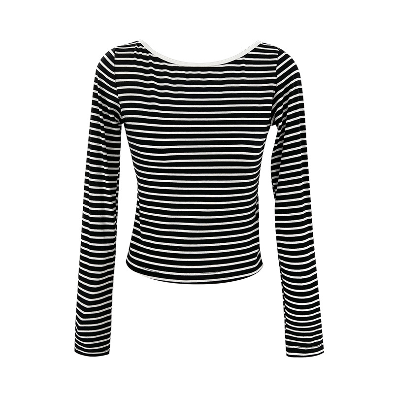 À Rayures Et Dos Échancré Top  | T-Shirts & Tops  Femme Femme Femme