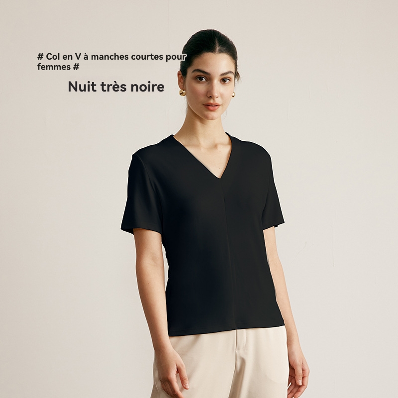 Coupe Ample Top À Col V  | T-Shirts & Tops  Femme Femme Femme